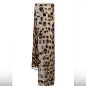 Alexander McQueen Leopard & Skull Print extra large Silk Scarf